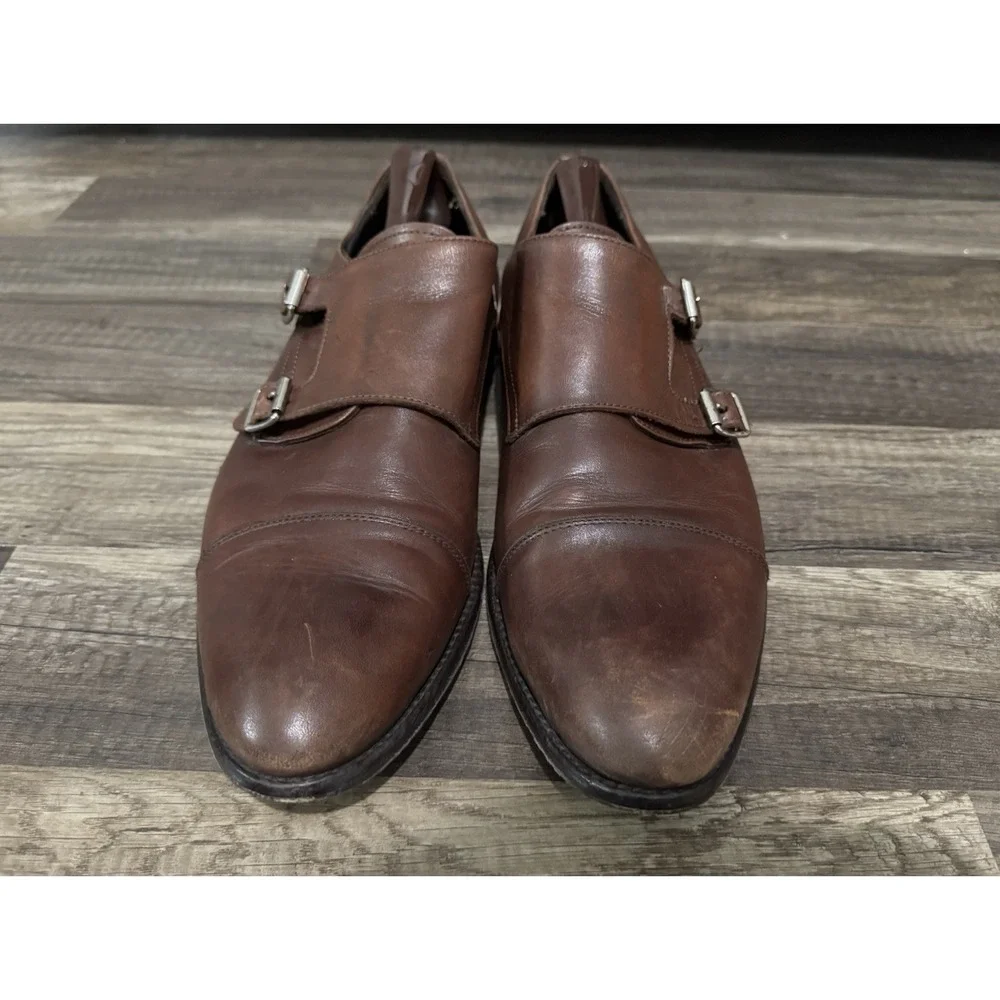 To Boot New York Brown Leather Double Monk Strap Shoes Mens Size 10.5 Made Italy